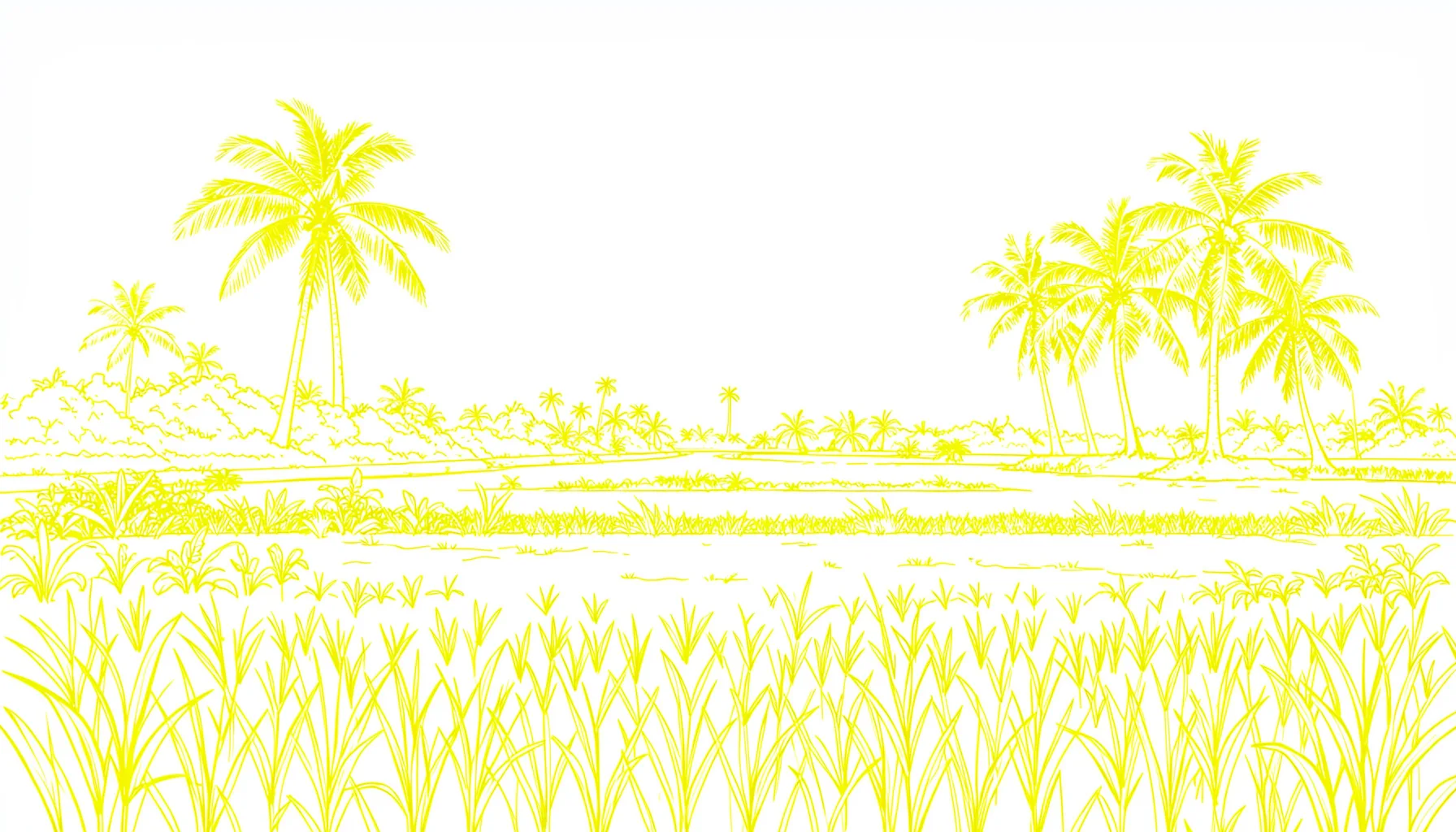 Rizières verdoyantes du Cambodge sous un ciel de mousson, avec des palmiers en silhouette à l'horizon